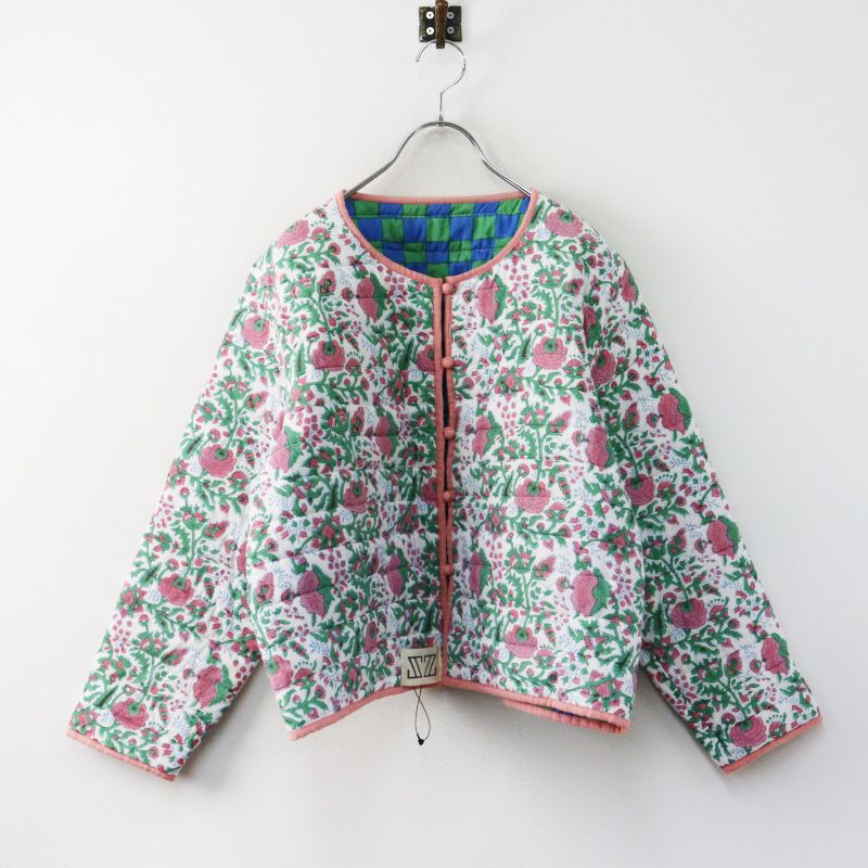 美品 ロンハーマン扱 エスゼット SZ Blockprints QUILTED JACKET CHECK リバーシブルキルティングジャケット┃花柄【2400014960471】
