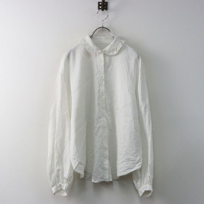 定価57200円 2023AW ユーモレスク humoresque new roots frill neck blouse フリルネック ブラウス 38 ホワイト／【2400014977011】