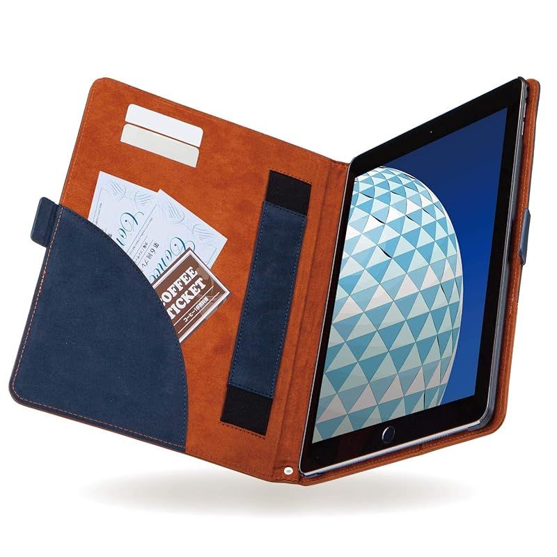 【新品】 エレコム iPad Air 10.5 (2019)、iPad Pro 10.5 (2017) ケース ソフトレザーカバー フリーアングル ツートン ネイビー×ブラウン TB-A19MPLFDTNV