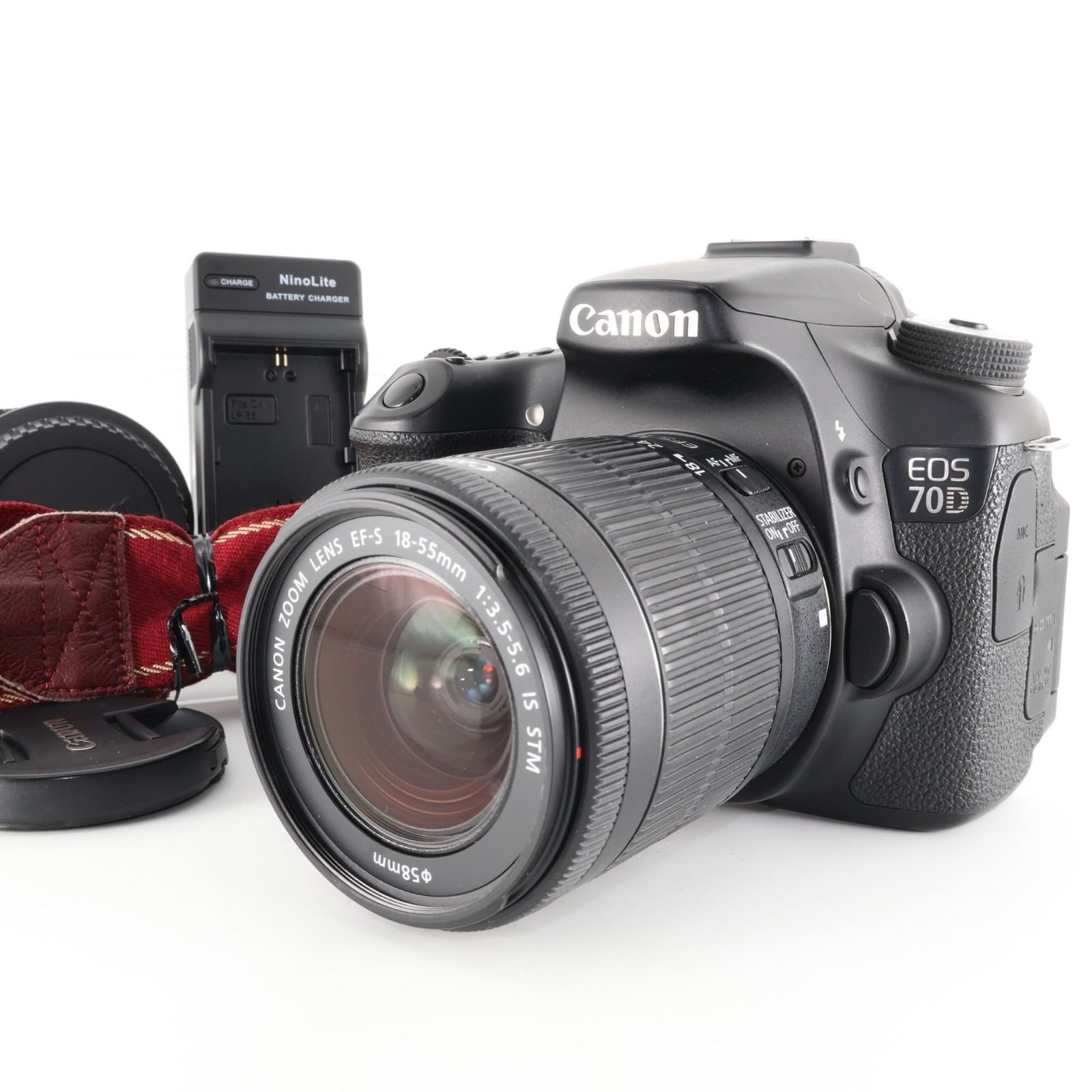 【美品】《 ショット数 12616回》Canon デジタル一眼レフカメラ EOS70D レンズキット EF-S18-55mm F3.5-5.6 IS STM 付属 ブラック EOS70D1855ISSTMLK