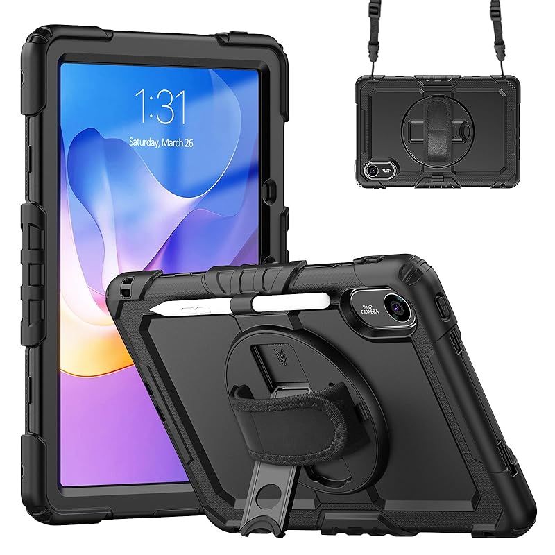 【新品】 ZenRich Redmi Pad 2 2025モデル 11インチ 専用ケース 耐衝撃全面保護 保護フィルム付き 360度回転スタンド ハンドストラップ 取り外し可能ショルダーストラップ ペンホルダー 多機能