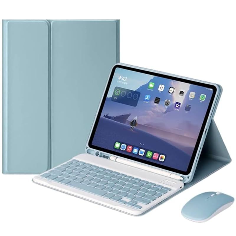 【新品】 マウス付き Galaxy Tab A11+ / Tab A9+ 11インチ用 キーボードケース 可愛い カラーキーボード マグネット 分離式 ギャラクシー Tab A11+ A9+ Plus対応 ケース ビジネス 学生 レディース 女性 人気,霧ブル