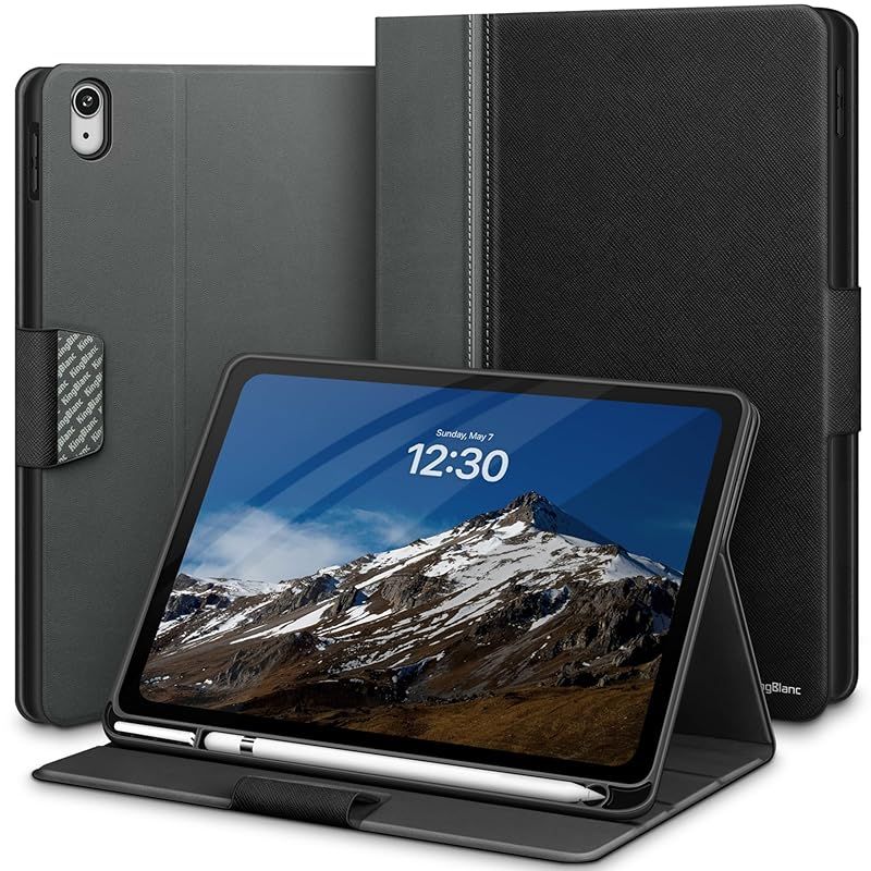 【新品】 KingBlanc iPad 11世代 ケース A16 (11インチ, 2025) iPad 10世代 (10.9インチ, 2022)用 手帳型 ペン収納 高級PUレザー製 ペンホルダー付き オートスリープ タイピング角度 スタンド機能 ビジネス カ