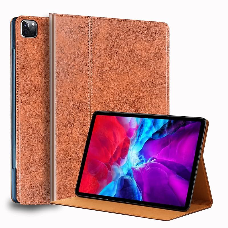 【新品】 Gexmil ケース iPad Pro 11 インチ,4/3/2/1世代通用 (2022/2021/2020/2018)高級レザー製 耐衝撃性 軽量 防指紋 防滑,オートスリープ/ウェイク,アジャスタブルスタンド,ブラウン