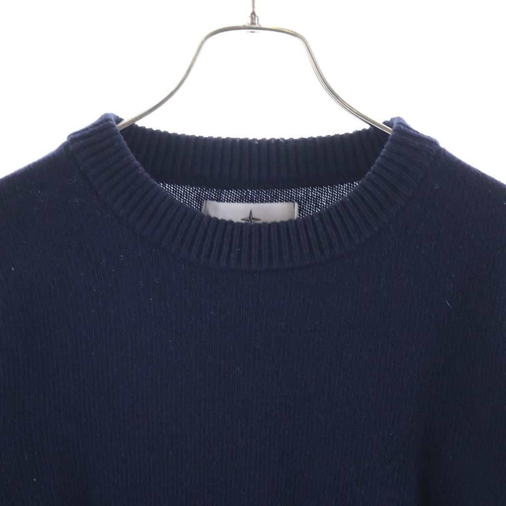 STONE  ネイビー 長袖セーター STONE ISLAND (ストーンアイランド) CREW NECK アームパッチ クルー