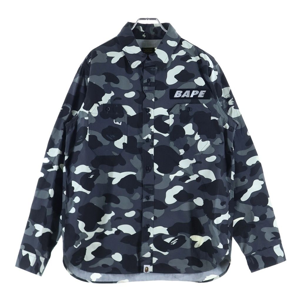 A BATHING APE (アベイシングエイプ) Bape Black Camo Long Sleeve Shirt ベイプカモ総柄 長袖シャツ ブラック 001SHB801028X