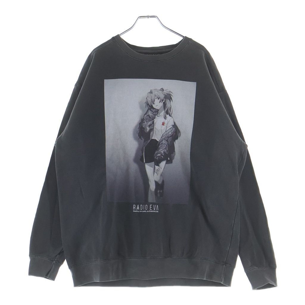 VINTAGE (ヴィンテージ) 00S RADIO EVA ILLUSTRATION SWEAT ラヂオエヴァ エヴァンゲリオン フロント イラストレーション クルーネック長袖スウェットトレーナー グレー
