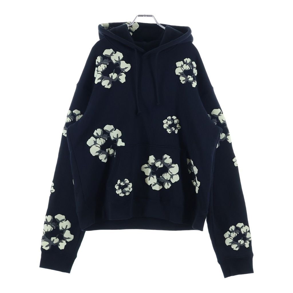 DENIM TEARS (デニムティアーズ) ×CACTUS PLANT FLEA MARKET カクタス プラント フリー マーケット フラワープリントデザイン プルオーバーパーカー ブラック