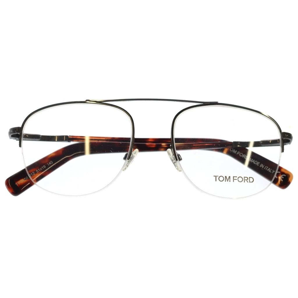TOM FORD (トムフォード) TF5450 ブリッジ ハーフリムフレーム サングラス メガネ シルバー/ブラウン