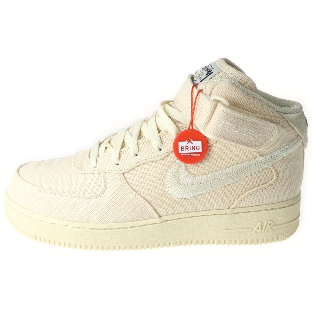 NIKE (ナイキ) ×STUSSY AIR FORCE1 '07 MID SP Fossil DJ7841-200 ステューシー エアフォース1 ミッドカットスニーカー アイボリー US10/28cm