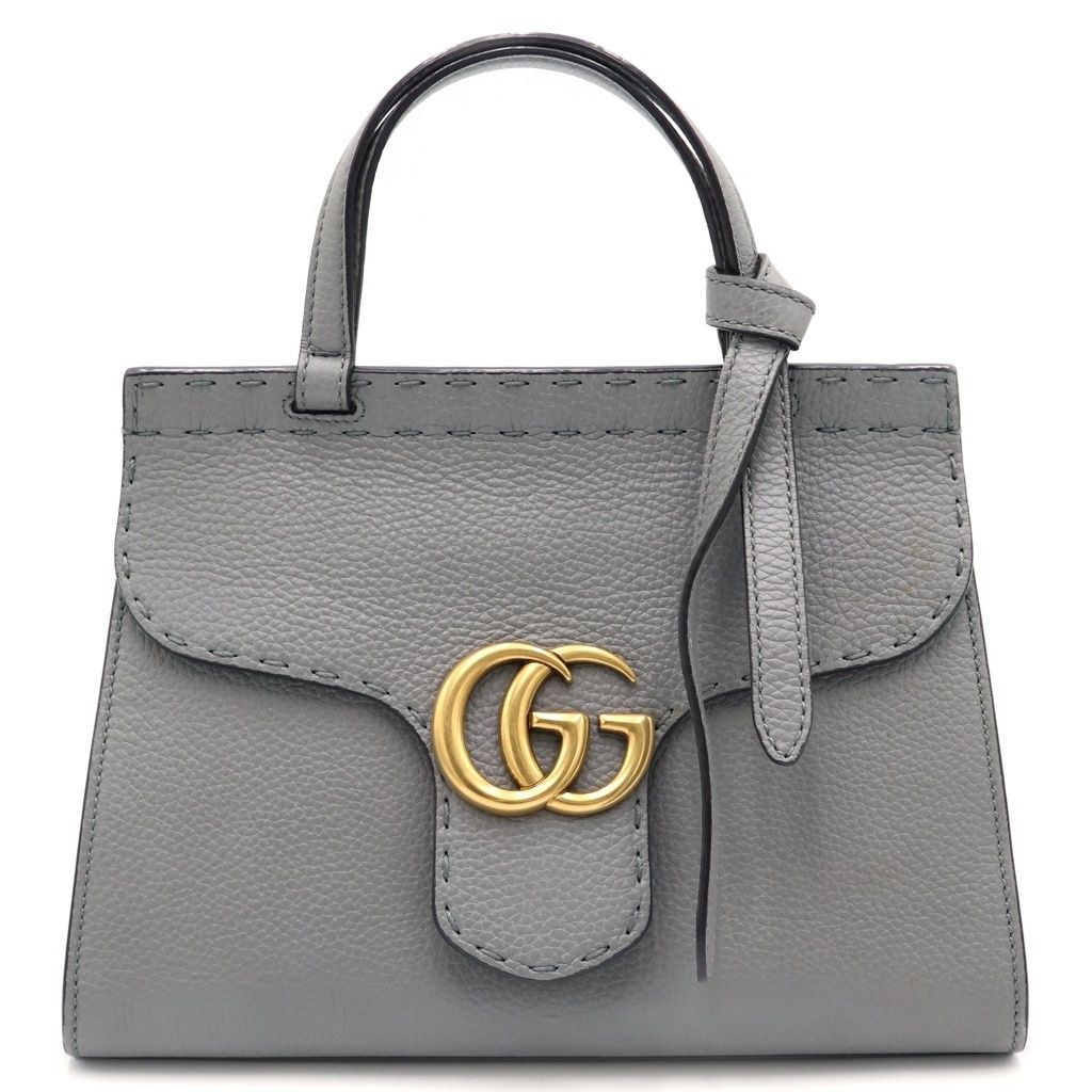 GUCCI (グッチ) GGマーモント トップハンドル 2WAYバッグ ハンドバッグ 