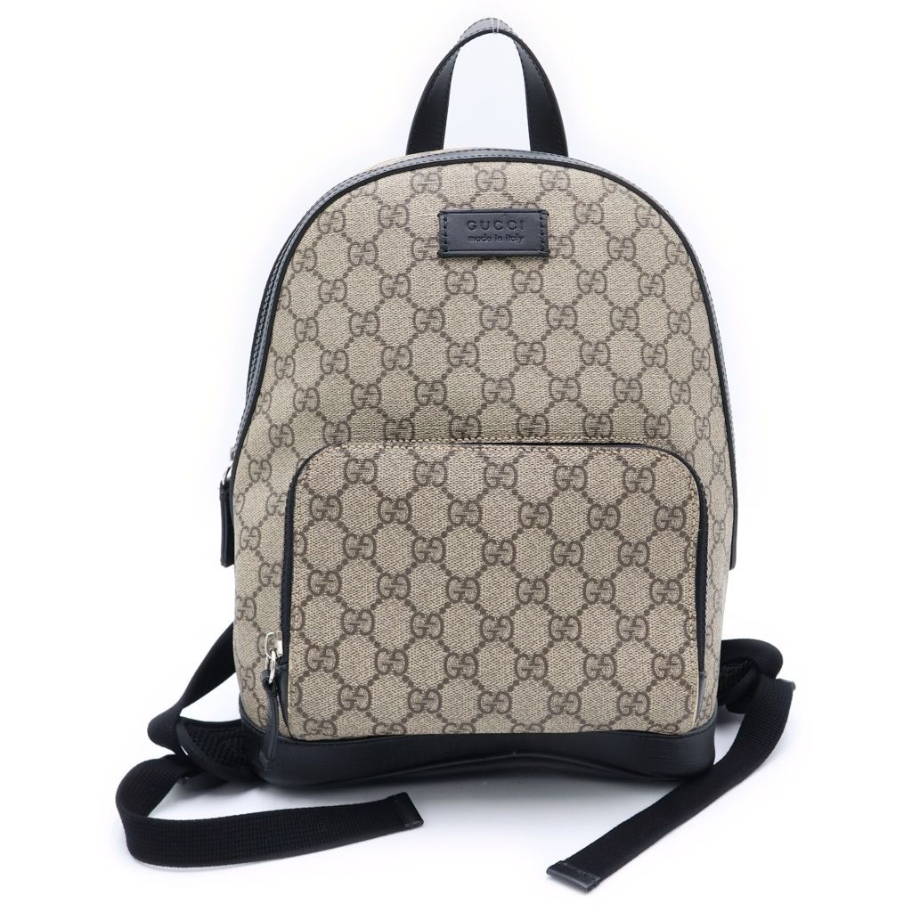 GUCCI (グッチ) GGスプリーム バックパック リュックサック ベージュ×ブラック PVC×レザー 429020 ブラック金具 69,878円