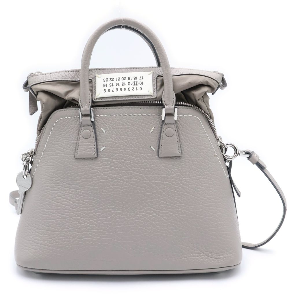 Maison Margiela (メゾンマルジェラ) 5AC 2wayショルダーバッグ ハンドバッグ グレージュ レザー シルバー金具