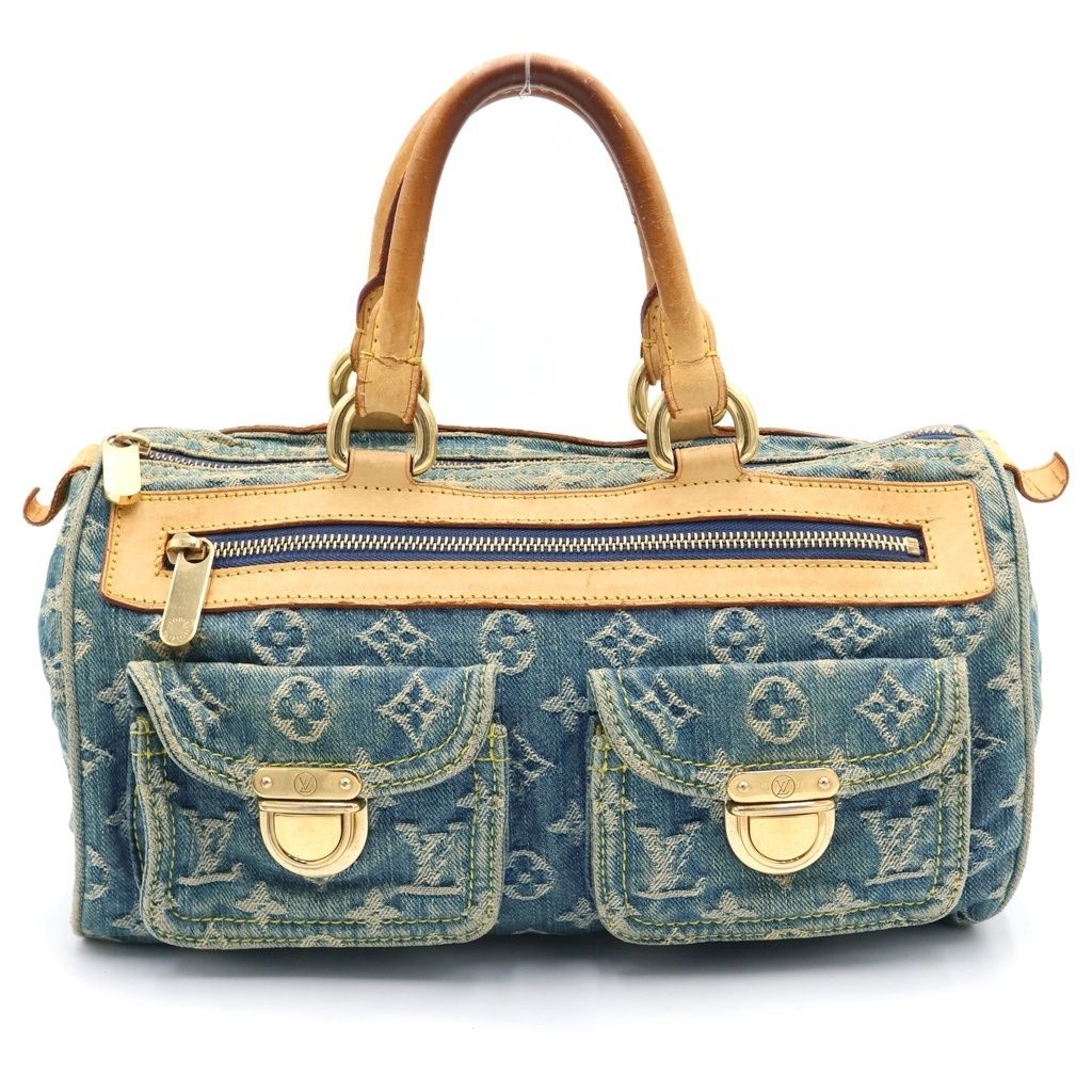 LOUIS VUITTON (ルイヴィトン) モノグラムデニム ネオスピーディ ハンドバッグ ミニボストンバッグ インディゴブルー×ブラウン デニム×レザー M95019 ゴールド金具