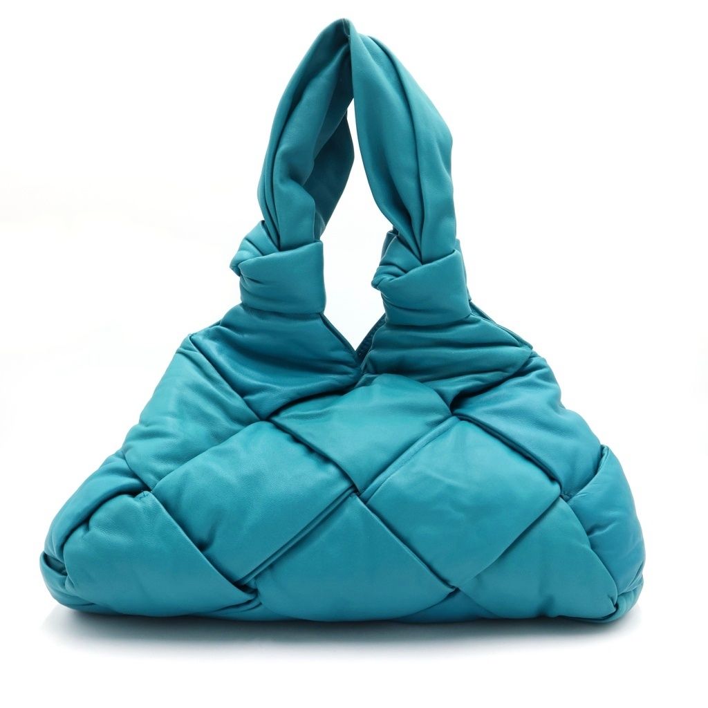 BOTTEGA VENETA (ボッテガヴェネタ) パデッド ロック ハンドバッグ トートバッグ ターコイズブルー レザー 680163V1F204632