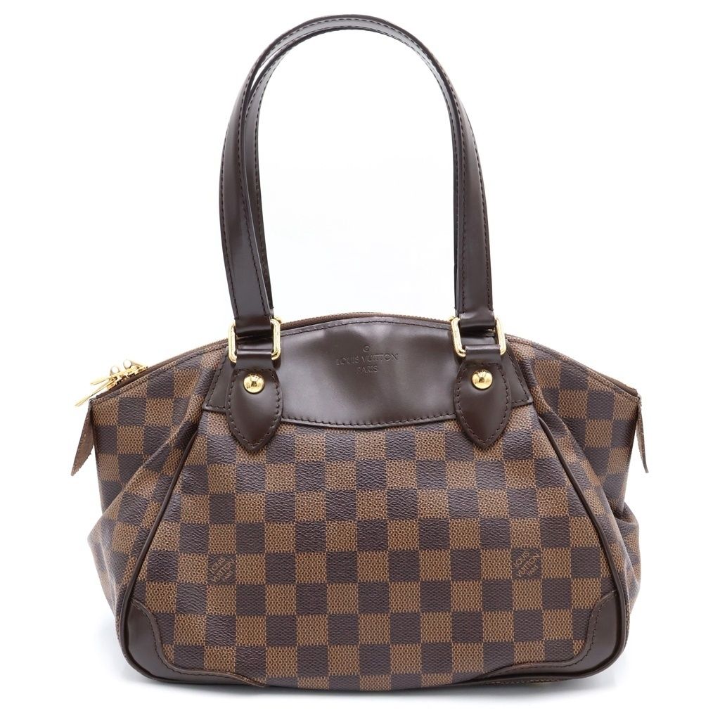 LOUIS VUITTON (ルイヴィトン) ダミエ ヴェローナPM ハンドバッグ ブラウン レザー×PVC N41117 ゴールド金具