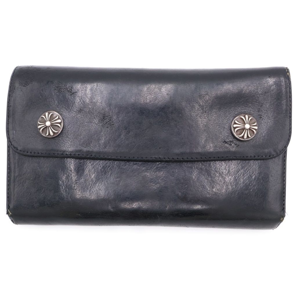 CHROME HEARTS (クロムハーツ) WAVE ウェーブ レザーウォレット 財布 ブラックBCA375