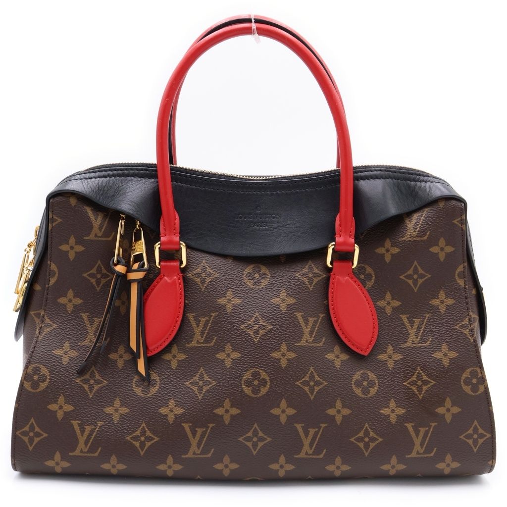 LOUIS VUITTON (ルイヴィトン) モノグラム テュイルリートートバッグ ハンドバッグ ショルダーバッグ 2WAYバッグ ブラック×レッド×ブラウン レザー×PVC M41454 ゴールド金具