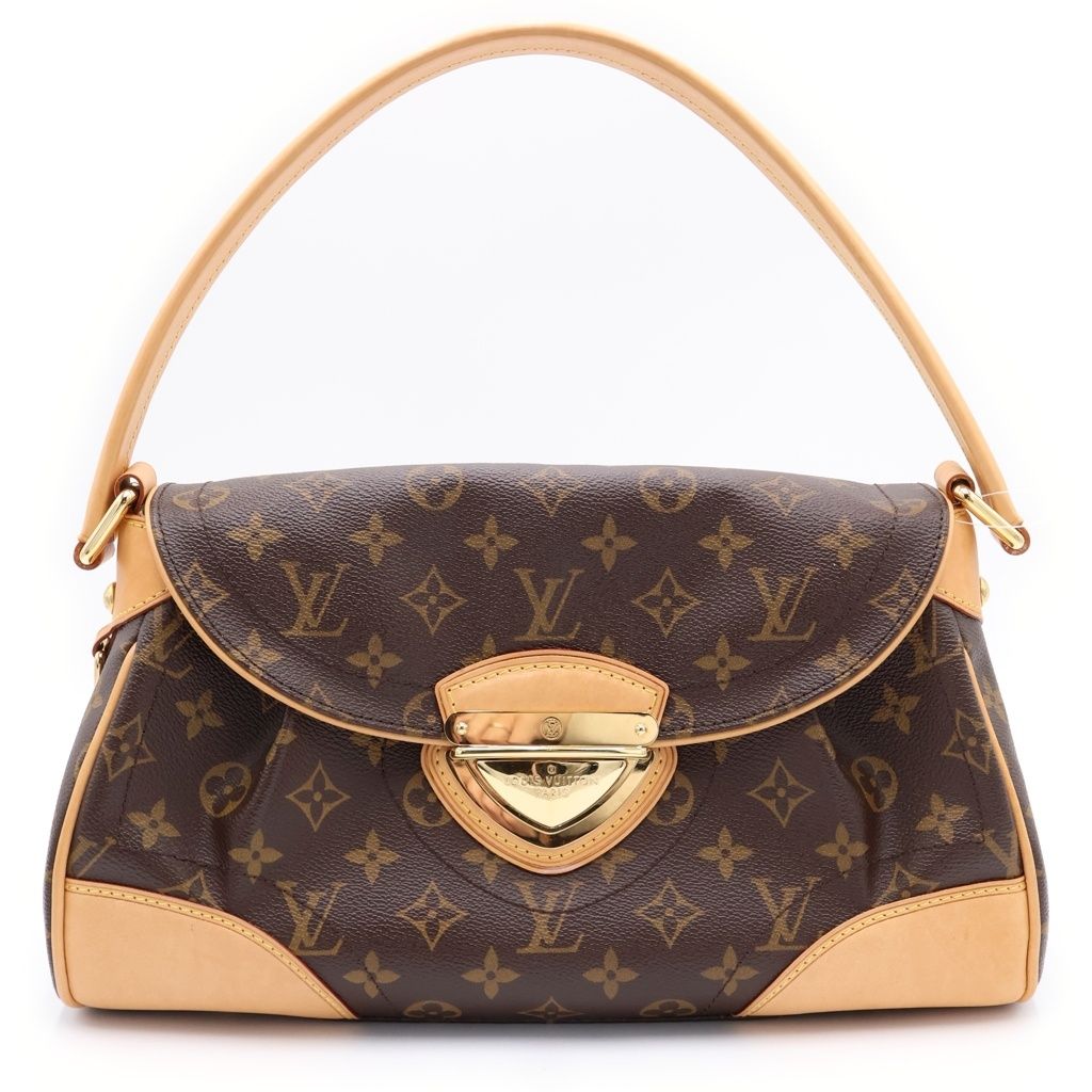 LOUIS VUITTON (ルイヴィトン) モノグラム ビバリーMM ハンドバッグ ワンショルダーバッグ ブラウン レザー×PVC M40121 ゴールド金具