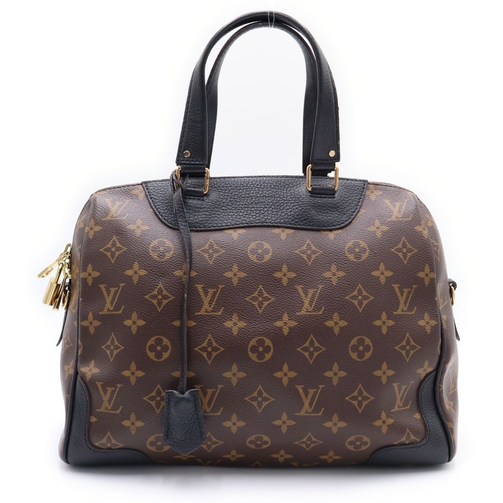 LOUIS VUITTON (ルイヴィトン) モノグラムマカサー レティーロ ハンドバッグ ブラウン×ブラック レザー M50058 ゴールド金具