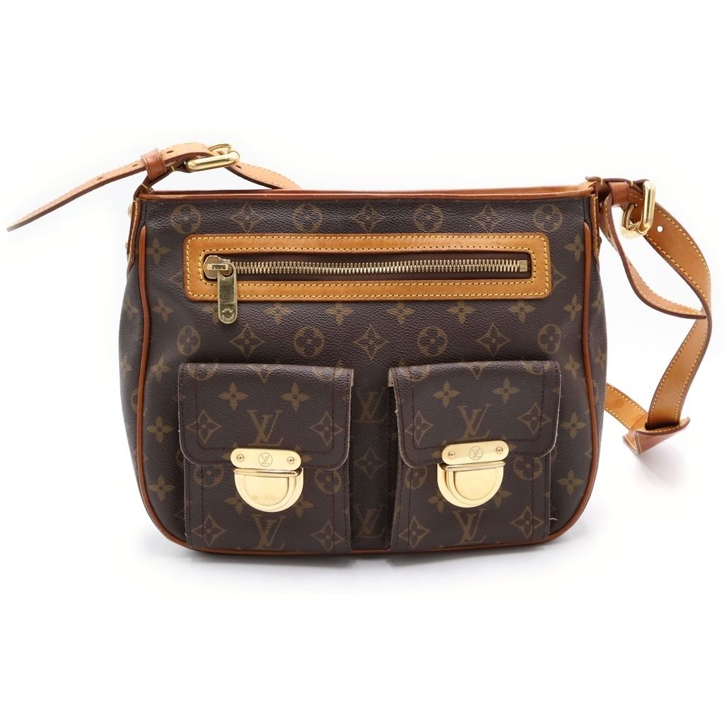 LOUIS VUITTON (ルイヴィトン) モノグラム ハドソン ショルダーバッグ ブラウン レザー×PVC M40045 ゴールド金具