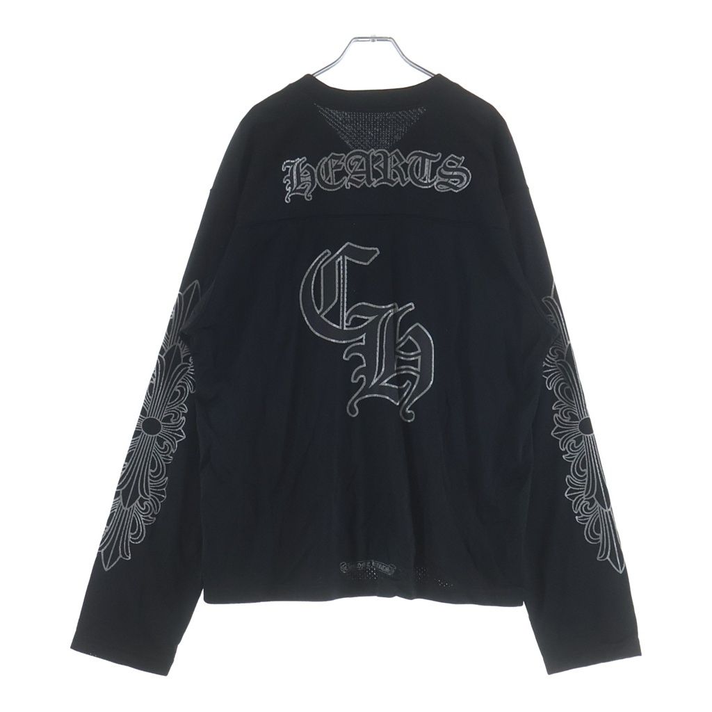 CHROME HEARTS (クロムハーツ) MESH WARM UP JERSEY メッシュ バーシティー ジャージー CHプリントメッシュ 長袖Tシャツカットソー ブラック 259,875円