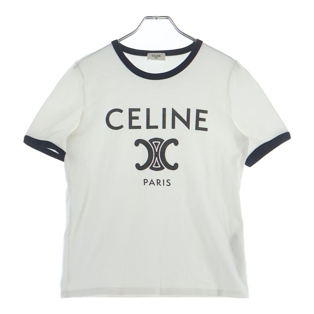 CELINE (セリーヌ) トリオンフ ロゴプリント クラシック 半袖Tシャツ カットソー ホワイト 2X872671Q.01NB