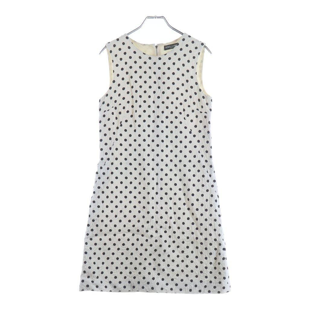 DOLCE & GABBANA (ドルチェアンドガッバーナ) Rayon Onepeace 総柄 ドット レーヨンワンピース ドレス ホワイト レディース FAB146 A49Q
