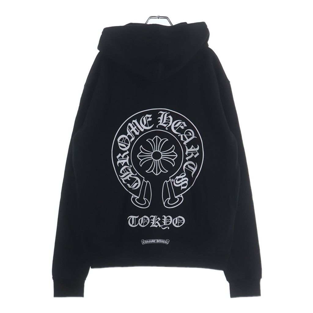 CHROME HEARTS (クロムハーツ) SWTSHRT HD ZIP LTD TOKYO 東京限定 ホースシュープリント ジップアップスウェットパーカー ブラック