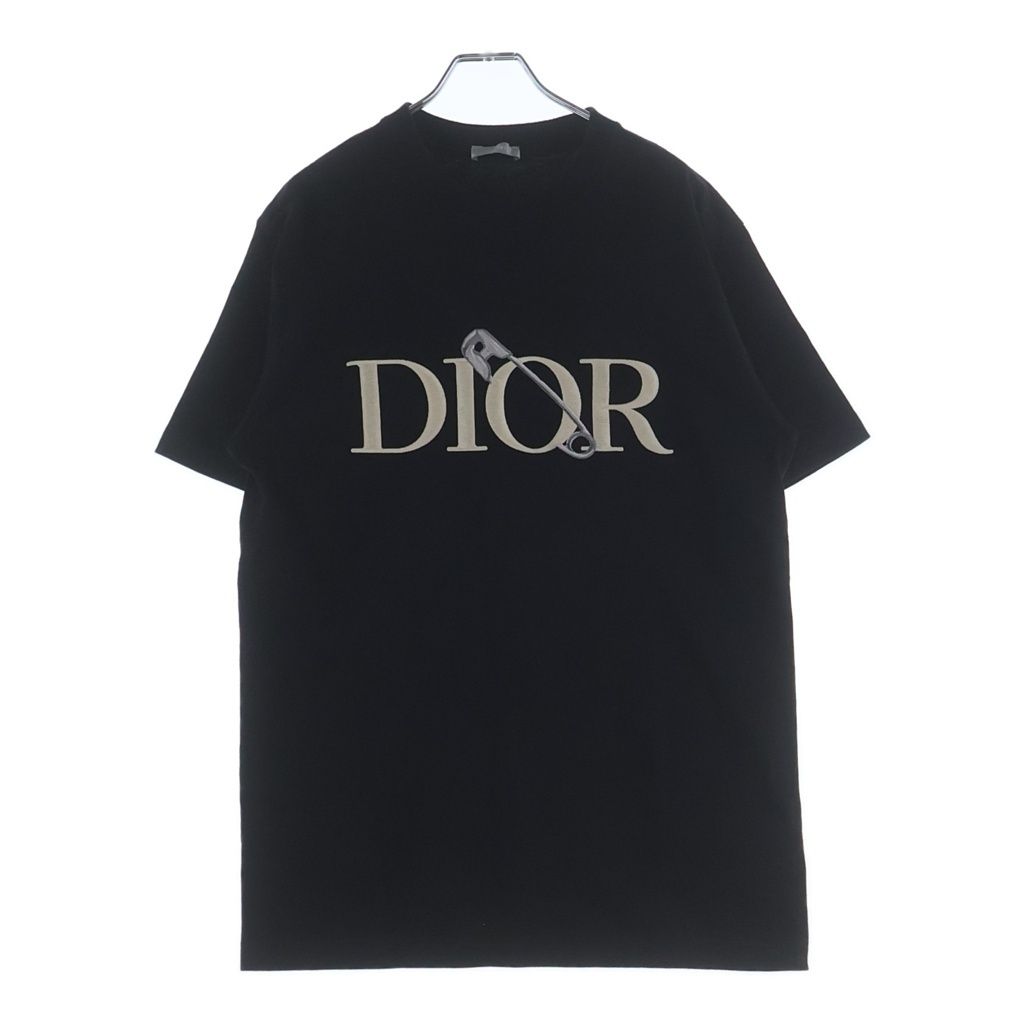 DIOR (ディオール) 20AW Judy Blame Tee ロゴ刺繍 クルーネック コットン 半袖Tシャツ カットソー ブラック 043J625B0554
