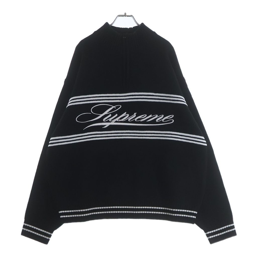 SUPREME (シュプリーム) 25AW Script Stripe Half Zip Sweater スクリプト ストライプ ハーフジップニット セーター ブラック