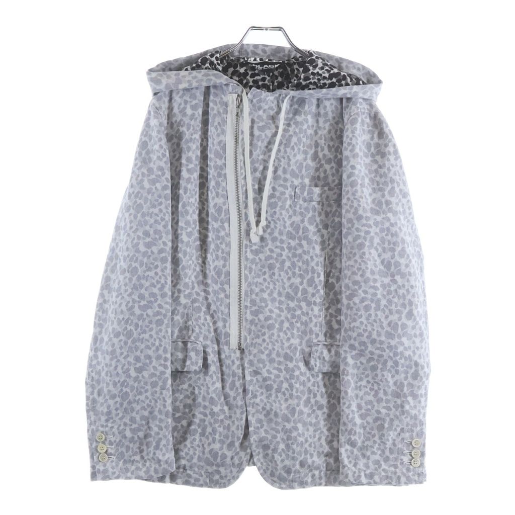 BLACK COMME des GARCONS (ブラックコムデギャルソン) 21SS LEOPARD ASYMMETRIC ZIP JACKET レオパード 斜めジップ ジャケット レオパード