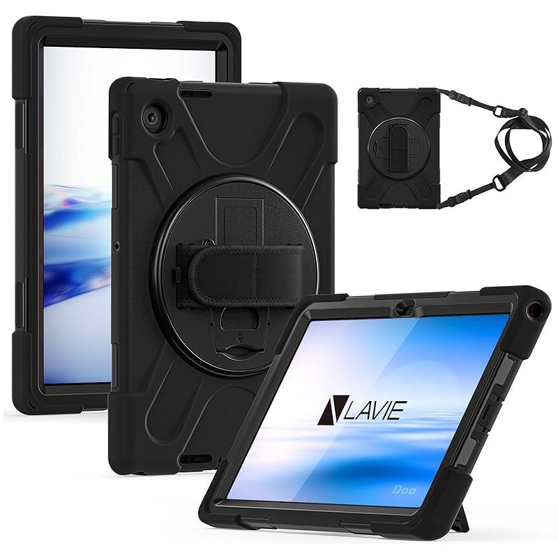 【新品】 Doo LAVIE Tab Lite TL103KAL PC-TL103KAL用 ケース LAVIE Tab 10FHD4 PC-T1055KAS PC-TAB10F03用 ケース 2025 10.1インチ 耐衝撃 米軍MIL資格 横置き 縦置き 3