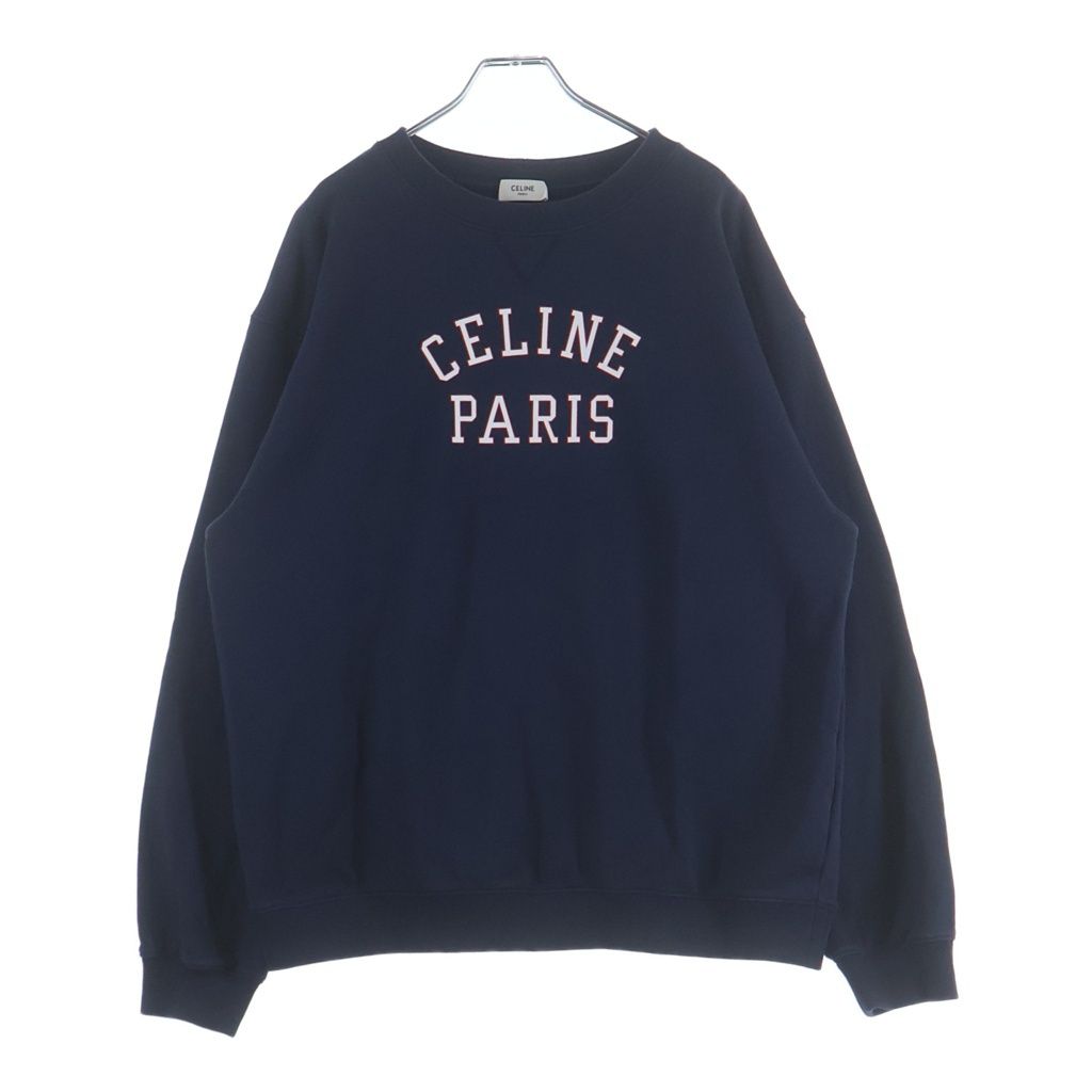 CELINE (セリーヌ) 26SS PARIS ロゴプリントスウェットトレーナー RY0S1510Z.07RV ネイビー