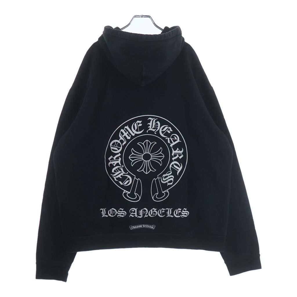 CHROME HEARTS (クロムハーツ) SWTSHRT HD Los Angeles LTD ロサンゼルス限定 バックホースシュープリント プルオーバーパーカー フーディー ブラック 82,583円