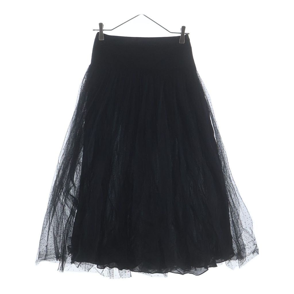 Christian Dior (クリスチャンディオール) ドットプリーツプリュムティチュールナイロンスカート ブラック 841J50A8810