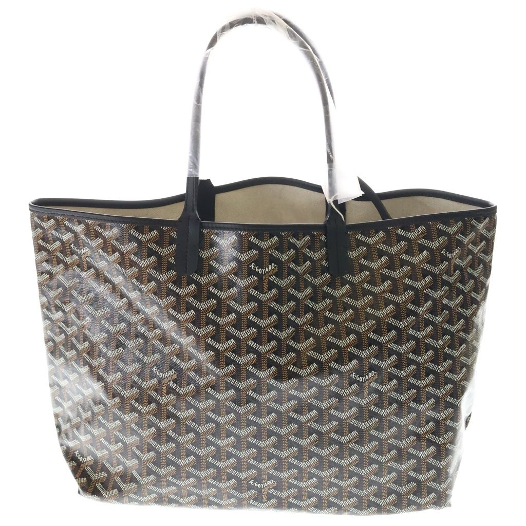 GOYARD (ゴヤール) サンルイPM PVC コーティングキャンバス レザー トートバッグ ブラック/ブラウン