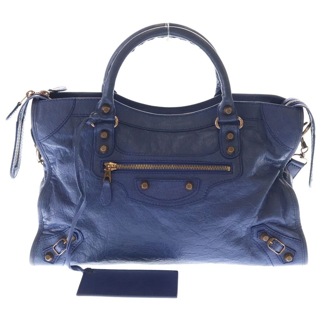 BALENCIAGA (バレンシアガ) ジャイアントシティ 2WAYハンドバッグ ハンドバッグ ショルダーバッグ ブルー レザー 281770 ピンクゴールド金具 121,275円
