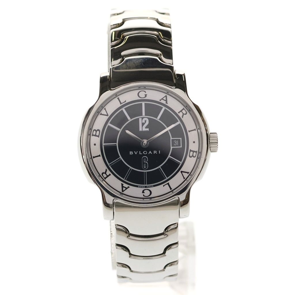 BVLGARI (ブルガリ) ソロテンポ デイト 黒文字盤 クォーツウォッチ 腕時計 シルバー ST29S