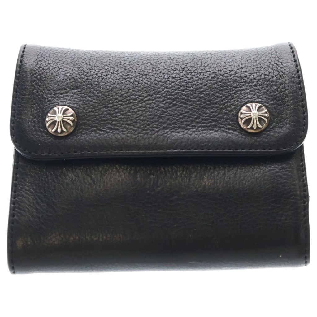 CHROME HEARTS (クロムハーツ) WAVE MINI ウェーブミニ レザーウォレット 財布 ブラックBCA373