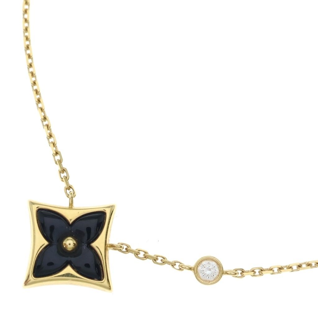 LOUIS VUITTON (ルイヴィトン) スター ブロッサム BB ネックレス 750YG×オニキス イエローゴールド Q93699