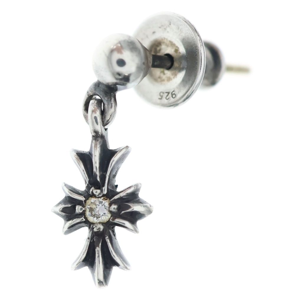 CHROME HEARTS (クロムハーツ) TNY E CH PLS DIA タイニーE CHプラス ドロップピアス 1ダイヤ シルバー BCA402