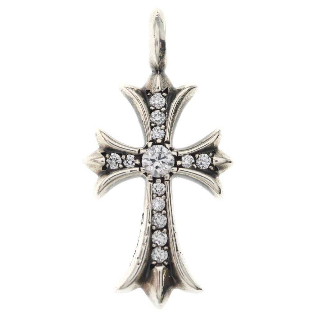 CHROME HEARTS (クロムハーツ) TNY CRSF P/DIA タイニーファットクロス PAVEダイヤ ペンダントトップ シルバー BCA323