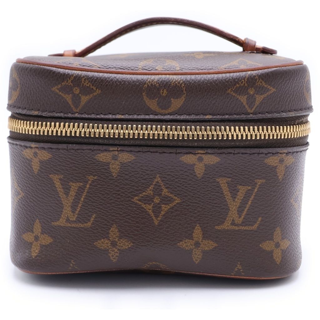 LOUIS VUITTON (ルイヴィトン) モノグラム ニースナノ ケース ポーチ 小物入れ ブラウン レザー×PVC M44936 ゴールド金具