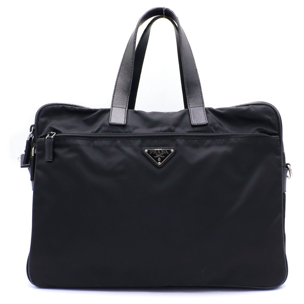 PRADA (プラダ) RE-NYLON リナイロン サフィアーノレザー トライアングルロゴ ボストンバッグ ブラック 2VC796