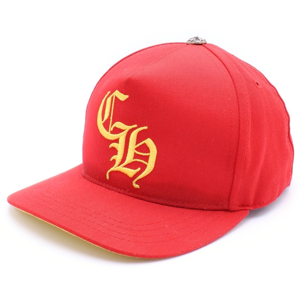 CHROME HEARTS (クロムハーツ) CH HAT CHロゴ刺繍ベースボールキャップ 帽子 レッド