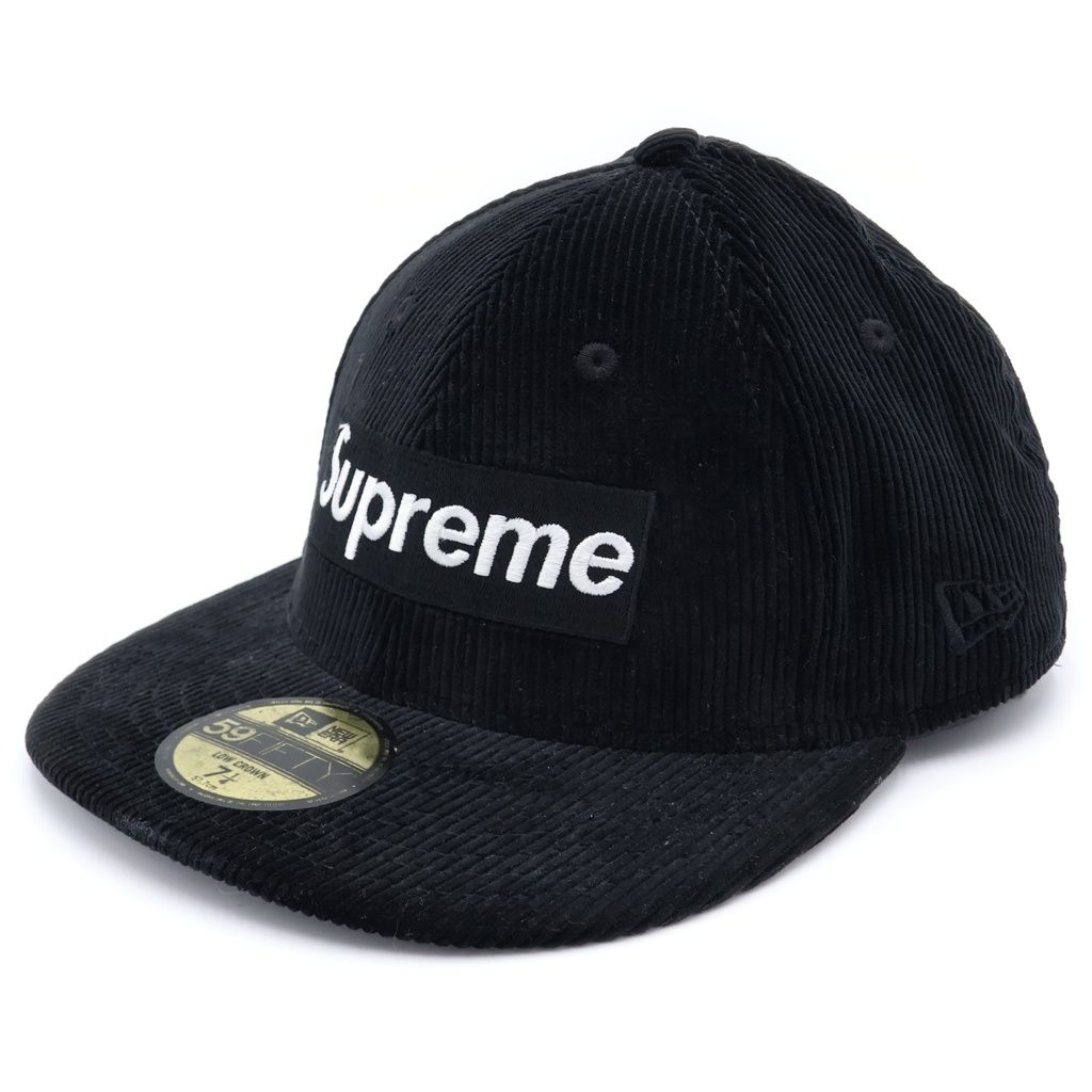 SUPREME (シュプリーム) 15AW Corduroy Box Logo New Era Cap ニューエラ コーデュロイ ボックスロゴキャップ ブラック
