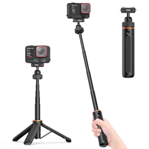 VRIG Insta360 X5 三脚 Insta360 自撮り棒 360°回転雲台 クイックリリースアダプタ コンパクト 5段伸縮 17cm-40cm延長 Insta360 X4 Air/X5/Ace/Ace Pro/Ace Pro 2対応 55c595f7