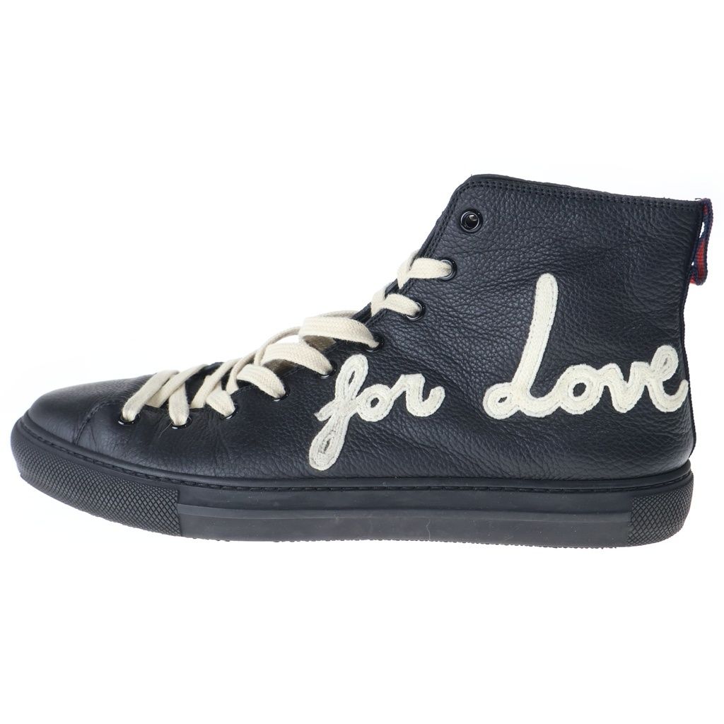 GUCCI (グッチ) Blind for love レザー レースアップ ハイカットシューズ スニーカー ブラック 449992