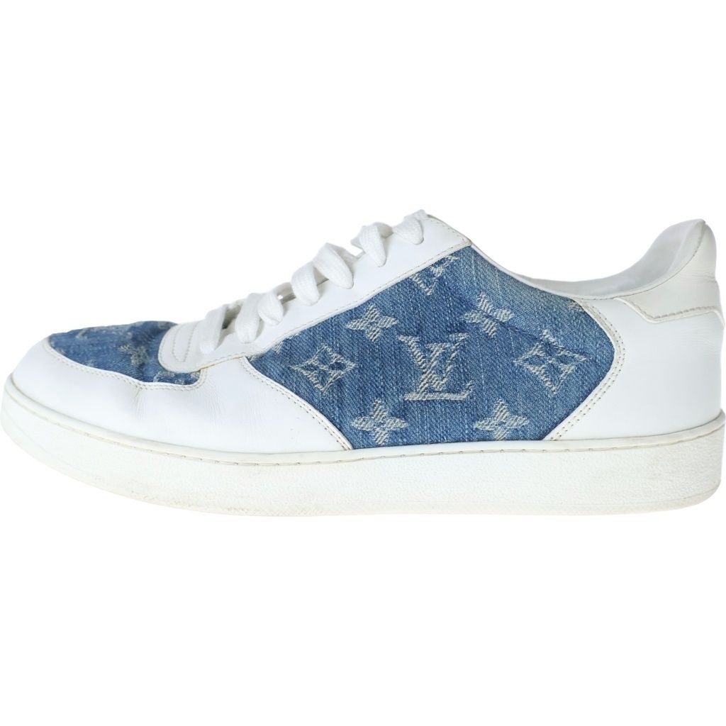 LOUIS VUITTON (ルイヴィトン) リヴォリ ライン ローカットスニーカー ホワイト×ブルー デニム×レザー #6 MS1108